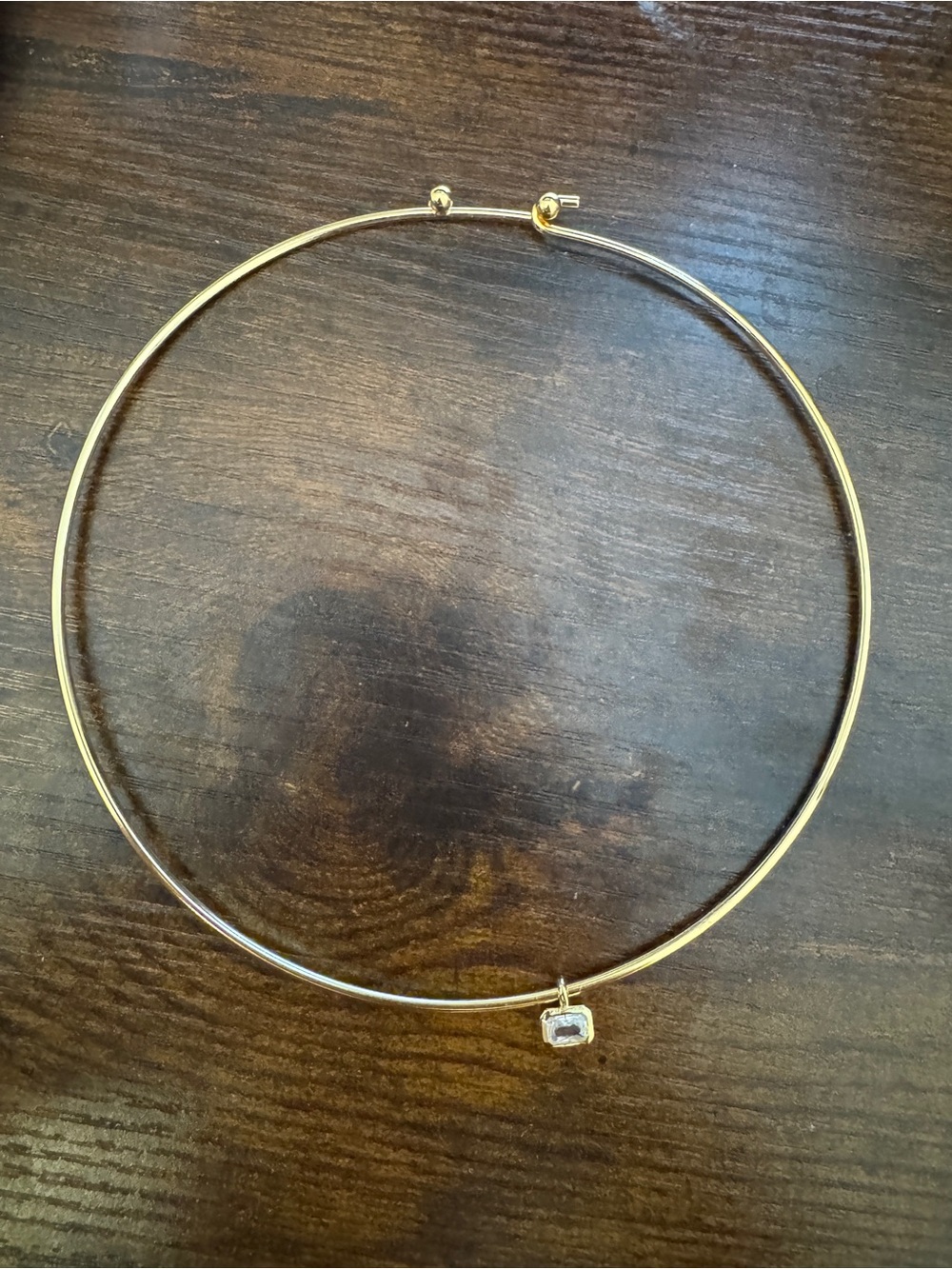 Madewell Emerald-Cut Crystal Wire Choker Necklace in Antique Gold - Picture 4 of 5